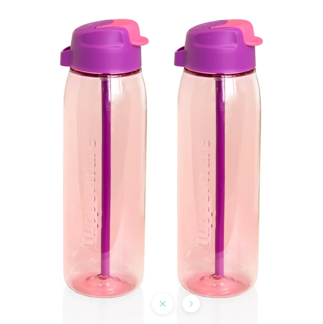 NEW TUPPERWARE PINK Purple 750ml Eco Water Drink Bottle with Straw