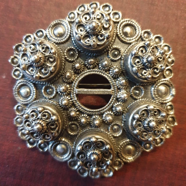 Broche Vintage Moderniste Feuille De Marronnier - Patrick Forquy - Étain Argenté - Occasion Neuf