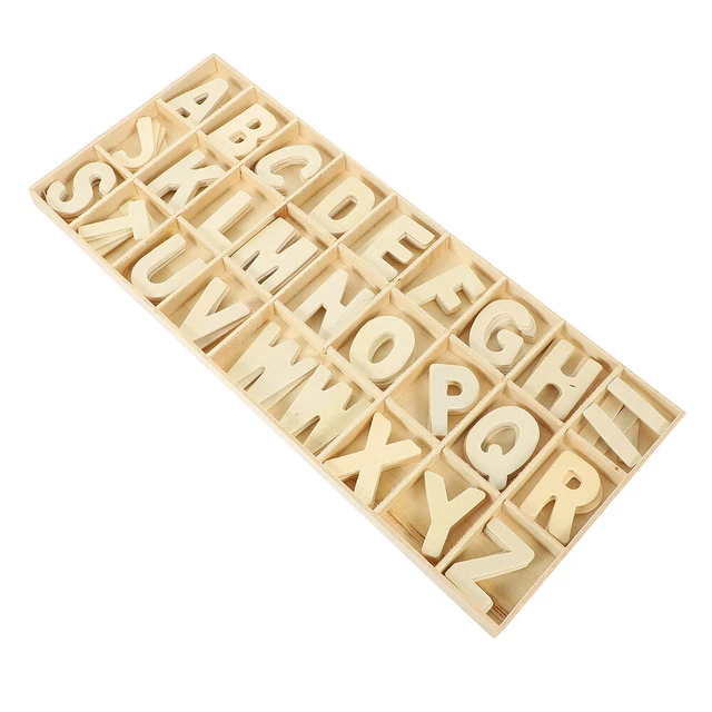 1 juego/ 130 piezas pegatinas de madera alfabeto letras discos de madera inacabados para