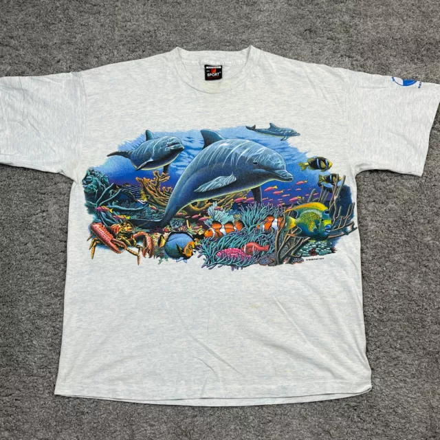 VINTAGE Habitat XCV Shirt 2XL Ocean Fish Aquarium Sea Animals Single Stitch USA