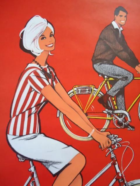 ** POSTER  AFFICHE ORIGINALE PEUGEOT CYCLO CYCLE VELO PUB COURONNE bicyclette 3