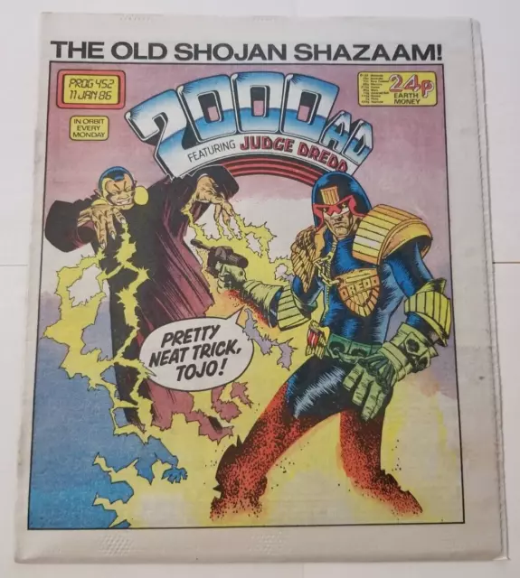 2000AD w/ Judge Dredd prog #452 VF/NM (Jan 11 1986, IPC UK) Shojan Shazaam