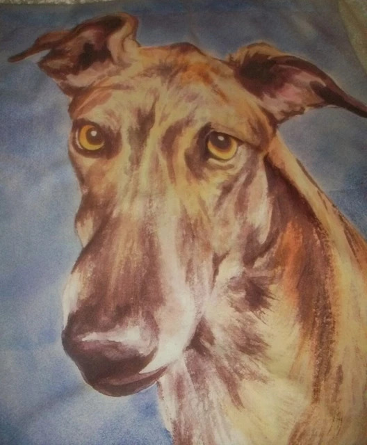 Barbara Van Vliet 26x36 Greyhound Dog Blue Double Sided Outdoor Garden Flag