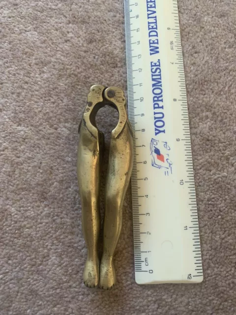 Antique Vintage Solid Brass Nut Crackers Ladies Legs Risqué Art Deco Style