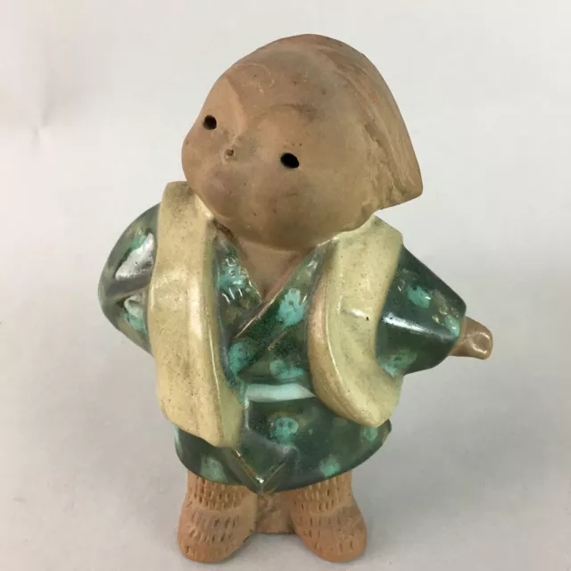 Japanese Ceramic Kimono Child Statue Tokoname ware Vtg Pottery Okimono BD533