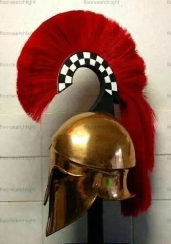 Helmet Medieval Greek Corinthian armor helmet with red plume knight..
