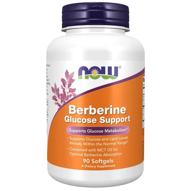 NOW Foods supporto glucosio berberina 90 softgel, supporta il metabolismo del glucosio