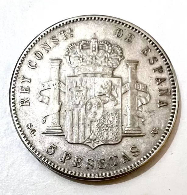 Moneda 5 Pesetas Plata España 1898 Alfonso XIII EBC