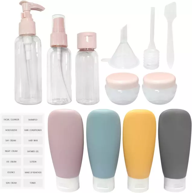 13 Pcs Travel Bottles Set for Toiletries,Leak Proof Refillable Squeezable with