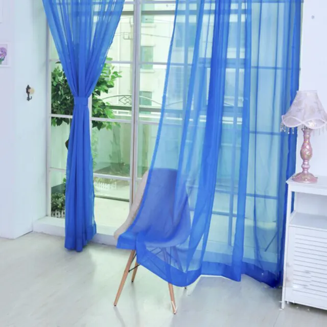 Solid Color Tulle Curtains Voile Curtain Transparent Glass Yarn Door Drape