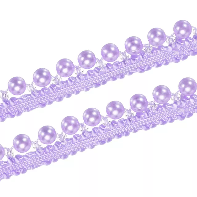 5 Yards Faux Pearls Lace Ribbon Pearl Bead Tassel for Wedding 12.5mm Purple