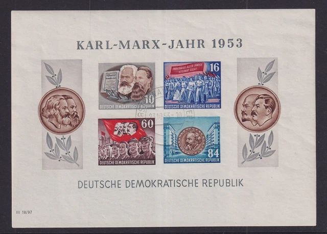 DDR 1953  Karl Marx-Block Mi.-Nr. Block 9B mit Tages-O FÜRSTENWALDE (SPREE)