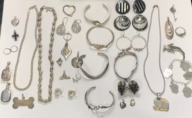 Mixed Lot 40 Piece 925 Sterling Silver Jewelry Most Vintage NOT SCRAP 332 Grams