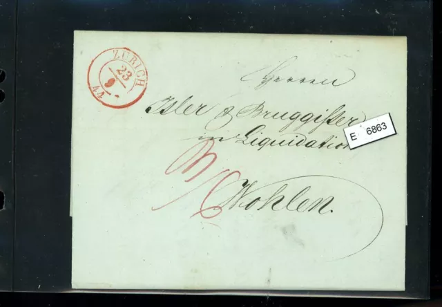 BM2556, Schweiz Vorphilatelie, Brief nach Wohlen (Aargau), aus Zürich, 1844