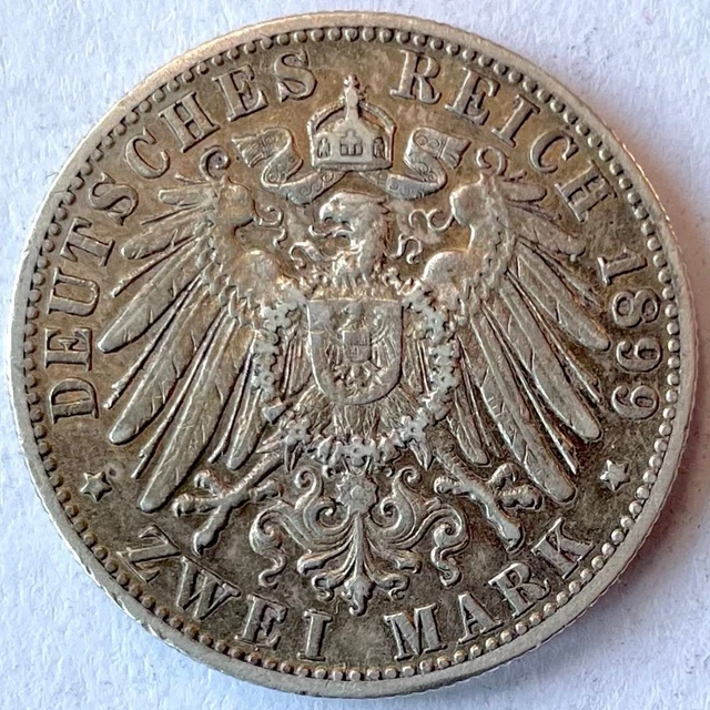 Württemberg, 2 Mark 1899 F, König Wilhelm II, Jg. 174 vz / XF [AGO43 2