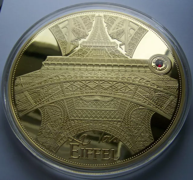 Frankreich / Paris / Eiffelturm - 10 Cm Gigant Medaille - Vergoldet - Rar