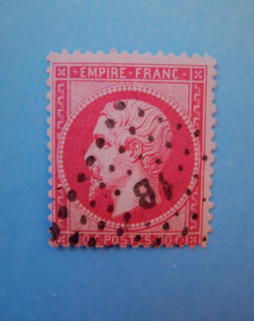 France  1862 -Timbre Napoléon dentelé 80 c. rose N° 24. Oblitéré ambulant.