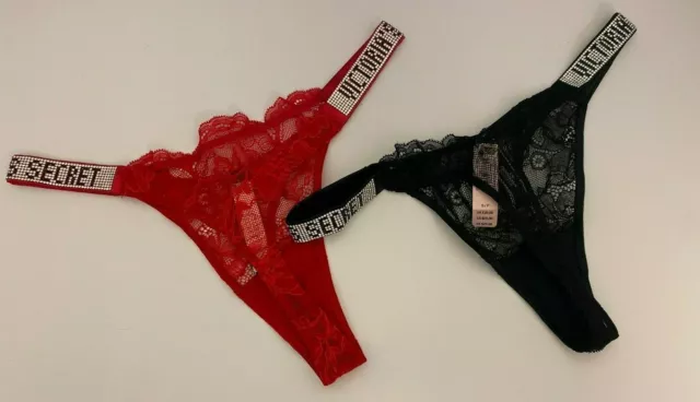 Victoria's Secret Bombshell Shine Strap Very Sexy Lace Thong Panty Color  Fuschia New