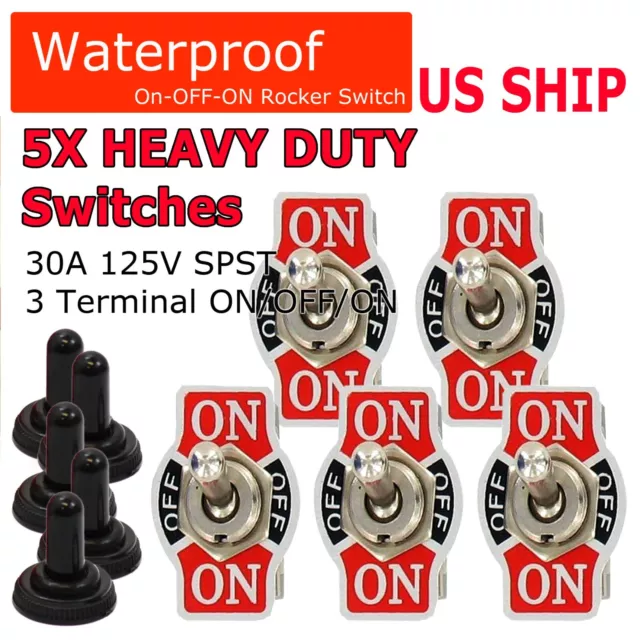 Toggle SWITCH ON/OFF/ON Heavy Duty 20A 125V SPDT 3 Terminal Car Waterproof BOOT