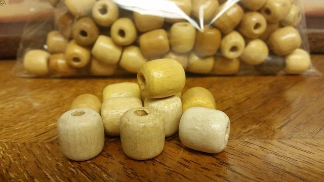 100 Count Lot - Brown Barrel Maple Hard Wood Craft Beads Jewelry Macrame