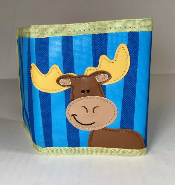 Stephen Joseph Age 3+ Colorful Moose Striped Trifold Wallet Hook & Loop Blue