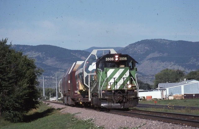 BN 3506 BURLINGTON NORTHERN Railroad Train Locomotive FT COLLINS CO Photo Slide