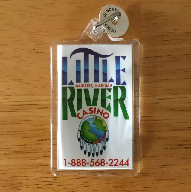 Vintage Keychain LITTLE RIVER CASINO Key Ring Acrylic Fob MANISTEE, MICHIGAN