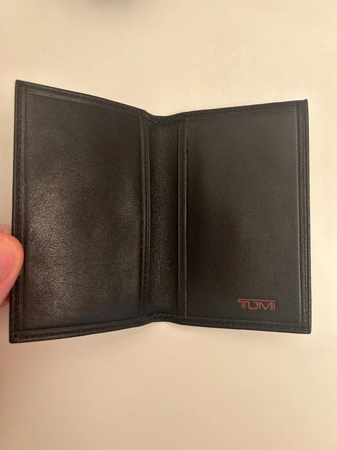 Tumi Mens Black Alpha Leather Woven Design Multi Compartments Bifold Wallet
