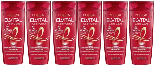 Loreal Elvital Color Glanz Shampoo für coloriertes gesträhntes Haar 6x 250ml