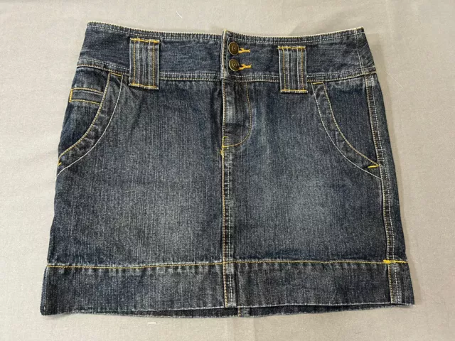 So Brand Juniors Blue Denim Mini Jean Skirt Size 1, 100% Cotton Dark Wash