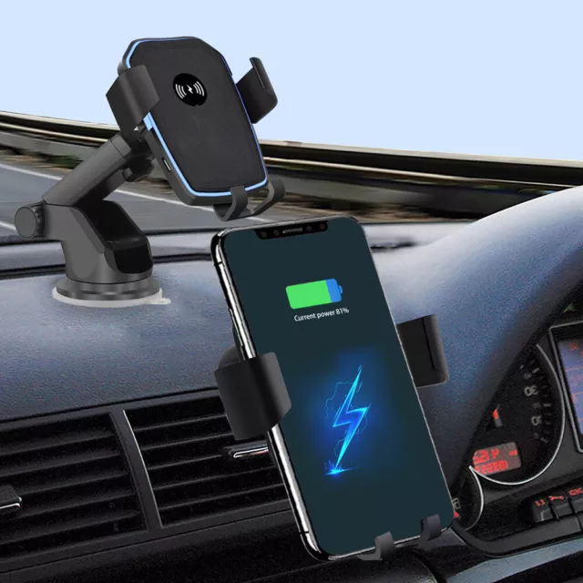 2in1 Wireless Car Charger Mount Holder For Apple iPhone 14 15 Samsung S24 Ultra