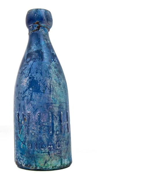 1855-58 cobalt blue iron-pontiled W.H.H . dug soda bottle 1855-58 cobalt blue iron-pontiled W.H.H . dug soda bottle