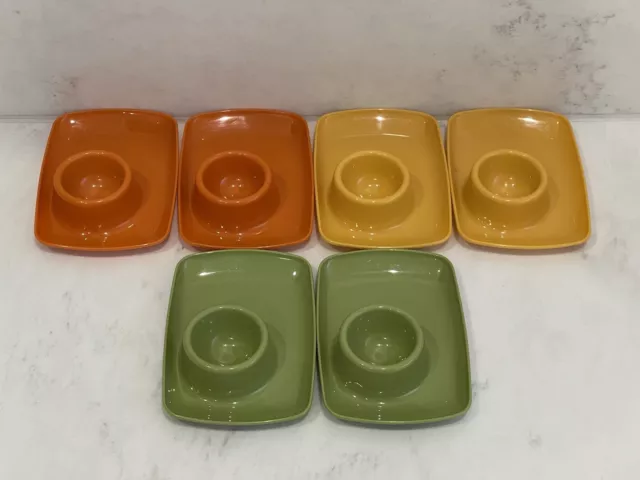 Retro Vintage 1960’s Egg Cups Set Of 6 Tamco Green Orange Yellow Stackable Rare 3