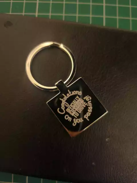 passed driving test keyring with driving school logo