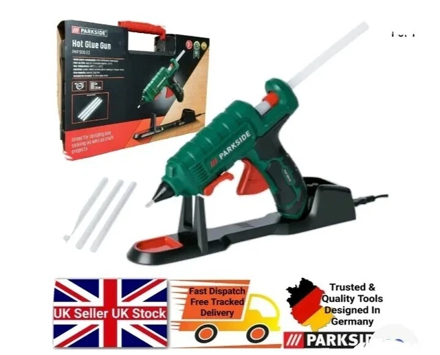 PARKSIDE GLUE GUN With Stand +3 Glue Sticks Carry Case Cordless After