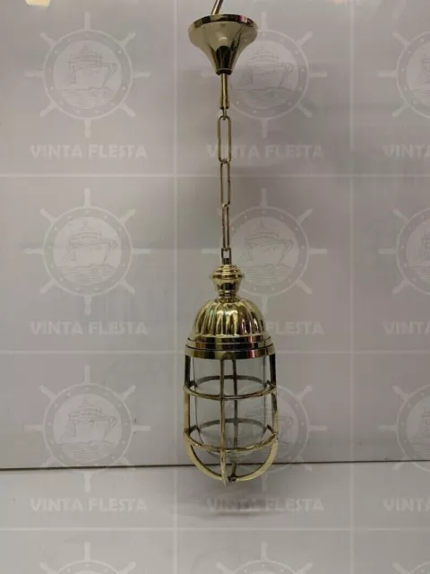 Nautical Style Vintage New Brass Hanging Marine Light with Brass Chain Hook