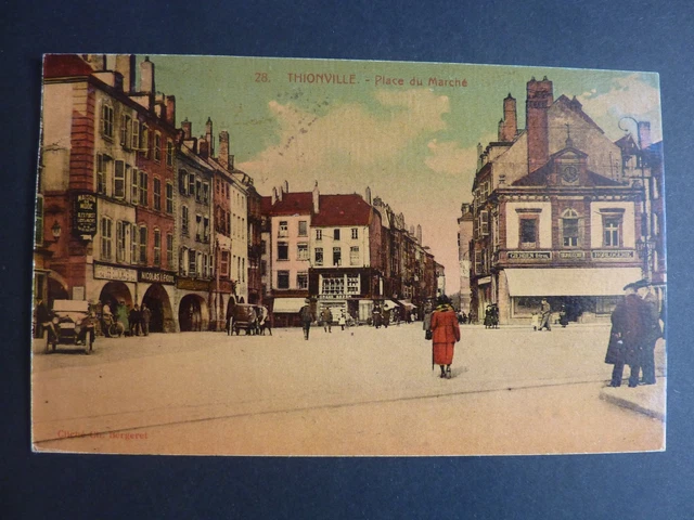 THIONVILLE Diedenhofen Moselle CPA 57 carte couleur de la place du marché