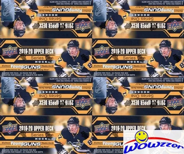 (4) 2019/20 Upper Deck Series 1 Hockey 24 Pack Retail Box-24 YOUNG GUNS+4 JERSEY