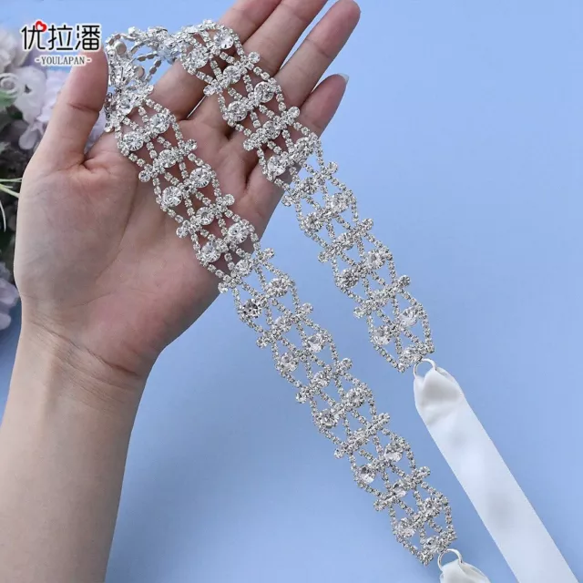 Handmade Crystal Chain Bridal Sash Rhinestone Belt for Wedding Bridesmaids Dress