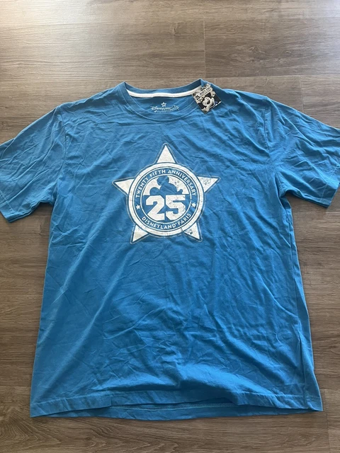Disneyland Paris 25th anniversary T shirt Adult size XXL Mickey Mouse Blue NWT