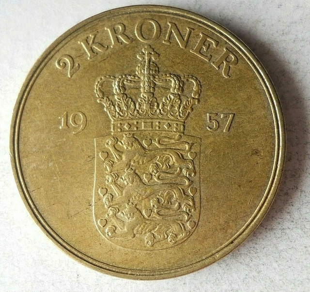 1957 DENMARK 2 KRONER - High Quality Collectible Coin - Bin #75