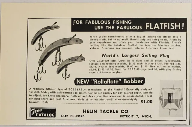 1956 PRINT AD Flatfish Fishing Lures & Fishcake Top Water Lure Detroit,MI  £8.50 - PicClick UK