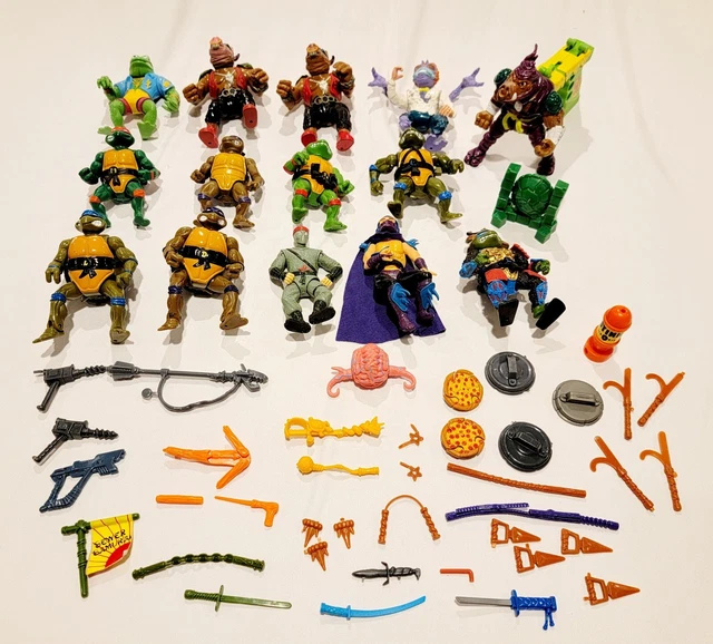 Vintage TMNT Teenage Mutant Ninja Turtles Lot 14 Action Figures & Accessories