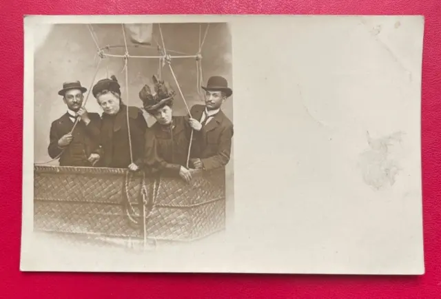 CPA. Photo Postcard, Family in a Hot Balloon, Uncirculated