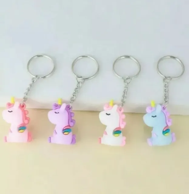 3D Cute Silicone Unicorn Keyring Girls Key Ring Bag Pendant Keychain For Gifts