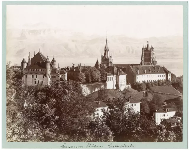 Suisse, Lausanne, Château, Cathédrale Vintage albumen print, Tirage albuminé