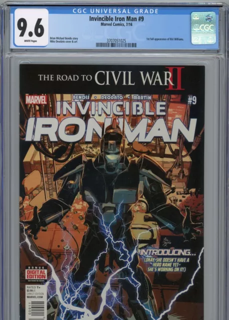 Invincible Iron Man #9 Cgc 9.6 White Pages Marvel 2016 1St App Of Riri Williams