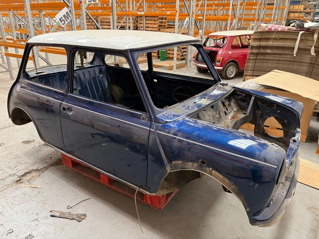 CLASSIC MINI MPI Bodyshell Project Blue White Roof Restoration Shell £ ...