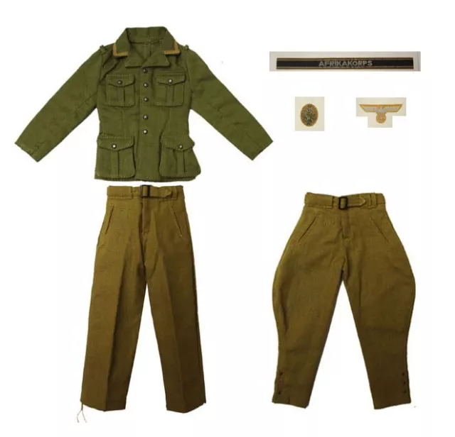[A200A683A684]1:6 Scale German WWII DAK Afrika Korps NCO Uniform with Patches