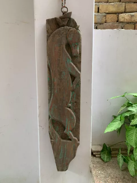 Wall hanging distressed old frame Wooden Wall panel carved  animal statue